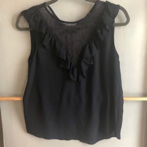 Zara lace/ruffle blue top